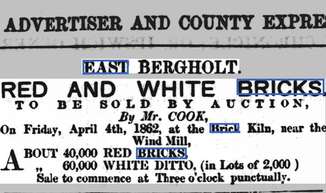 1862 advert for sale of bricks from this site